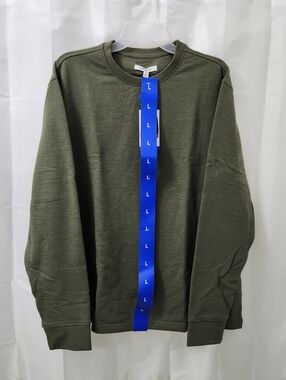 Orvis Long Sleeve Crew Sweatshirt Olive Green & Heather Blue L